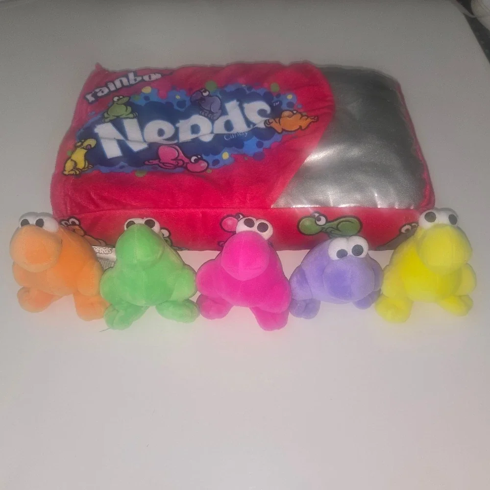 Nerds Candy Rainbow Plush Pillow Set IT'SUGAR Iscream Red Zipper Bag w/5 Plush
